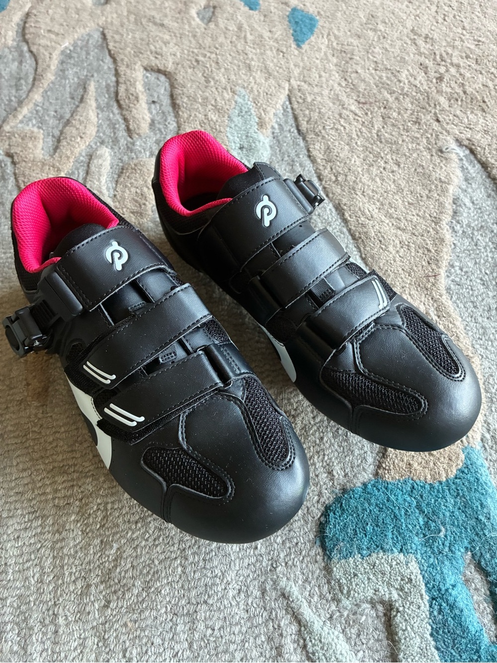Peloton Kids Black Cycling Sneakers with Pink Interior